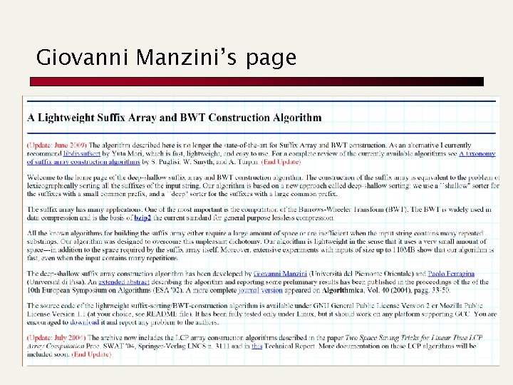 Text Indexing The Suffix Array Basic notation and