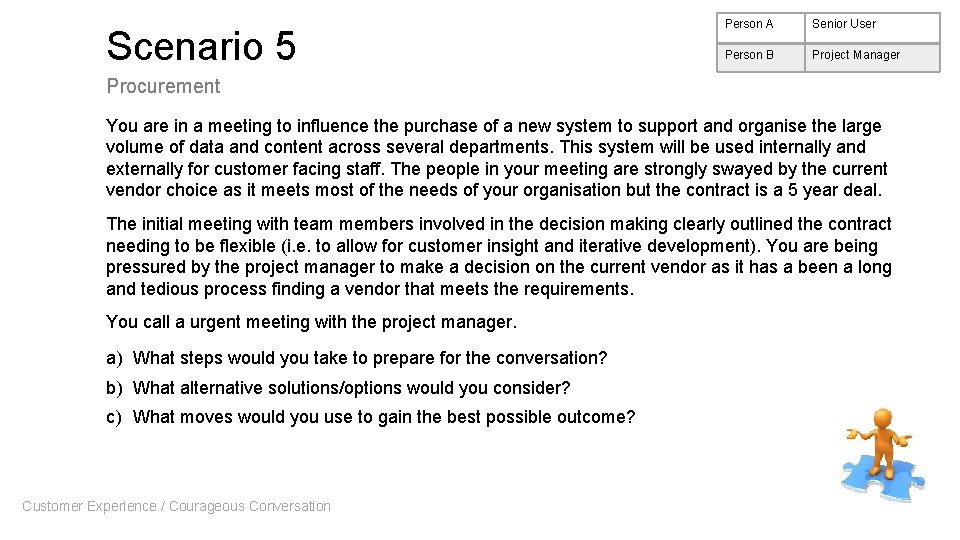 Scenario 5 Person A Senior User Person B Project Manager Procurement You are in