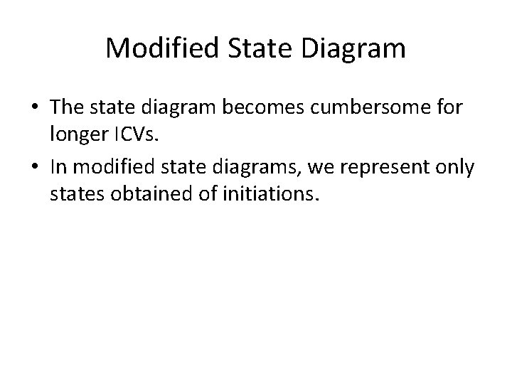 Modified State Diagram • The state diagram becomes cumbersome for longer ICVs. • In