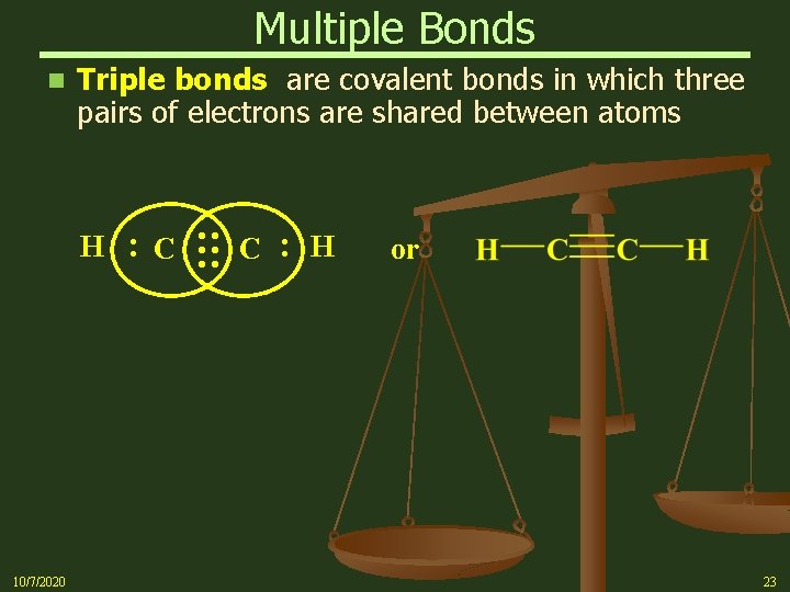 Multiple Bonds Triple bonds are covalent bonds in which three pairs of electrons are