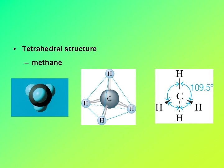  • Tetrahedral structure – methane 