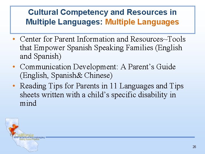 Cultural Competency and Resources in Multiple Languages: Multiple Languages • Center for Parent Information