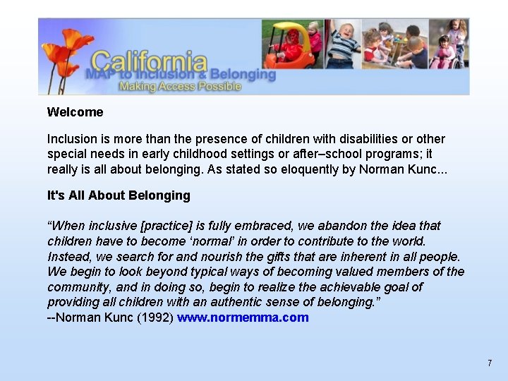 Welcome Inclusion is more than the presence of children with disabilities or other special