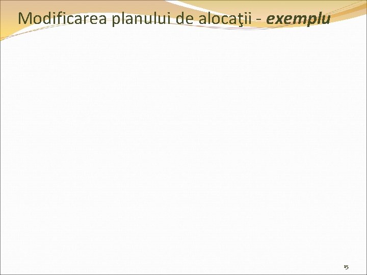 Modificarea planului de alocaţii - exemplu 15 