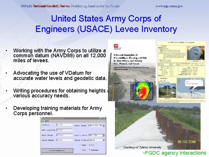 United States Army Corps of Engineers (USACE) Levee Inventory • Working with the Army