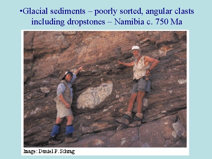  • Glacial sediments – poorly sorted, angular clasts including dropstones – Namibia c.