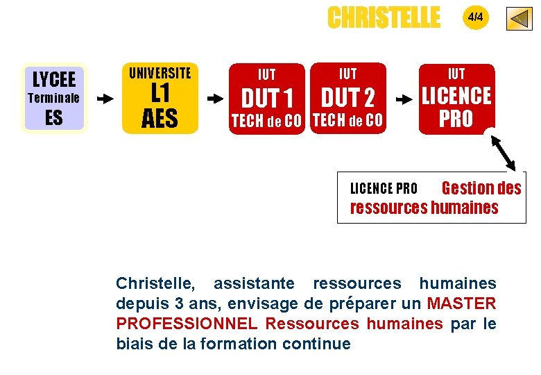 4/4 LYCEE Terminale ES UNIVERSITE L 1 AES IUT DUT 1 IUT DUT 2