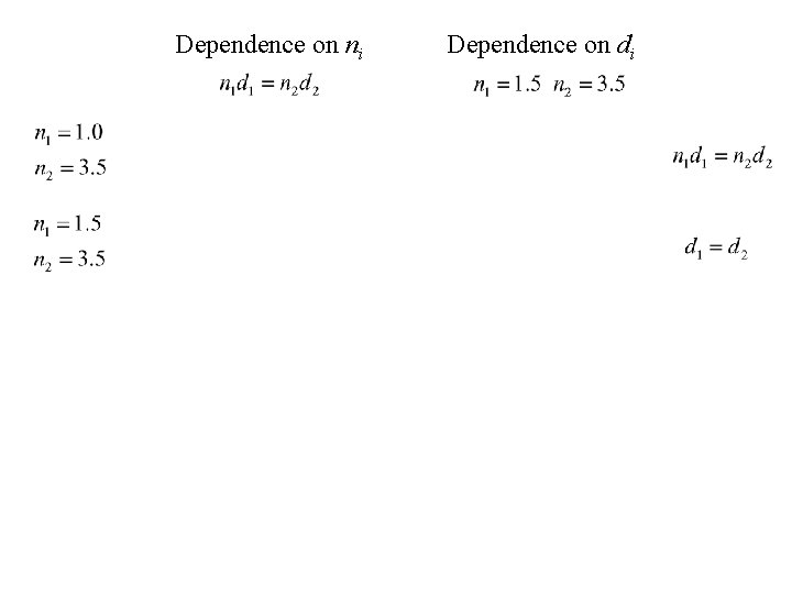 Dependence on ni Dependence on di 