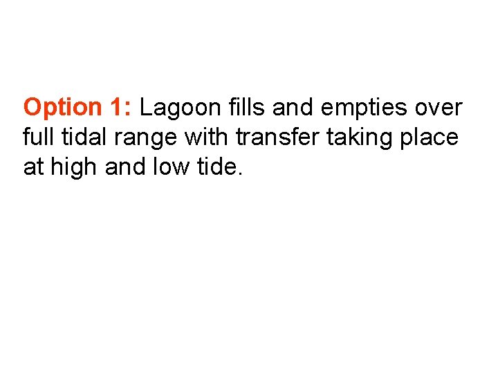 Option 1: Lagoon fills and empties over full tidal range with transfer taking place