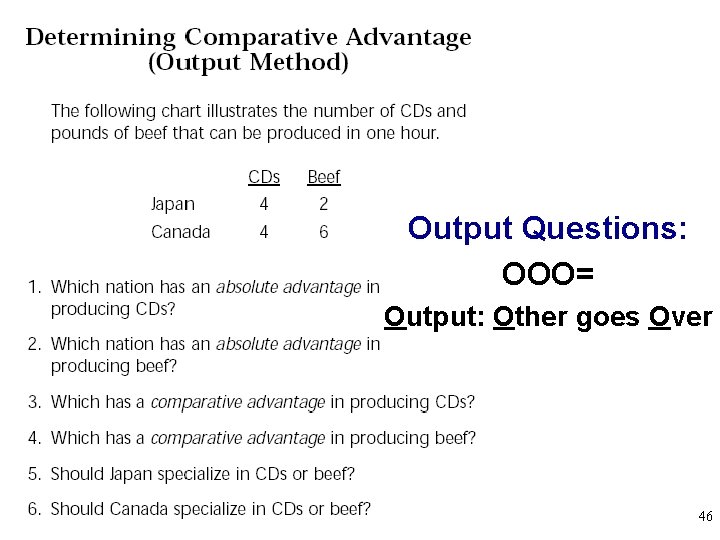Output Questions: OOO= Output: Other goes Over 46 Output Questions: OOO= Output: Other goes Over 46