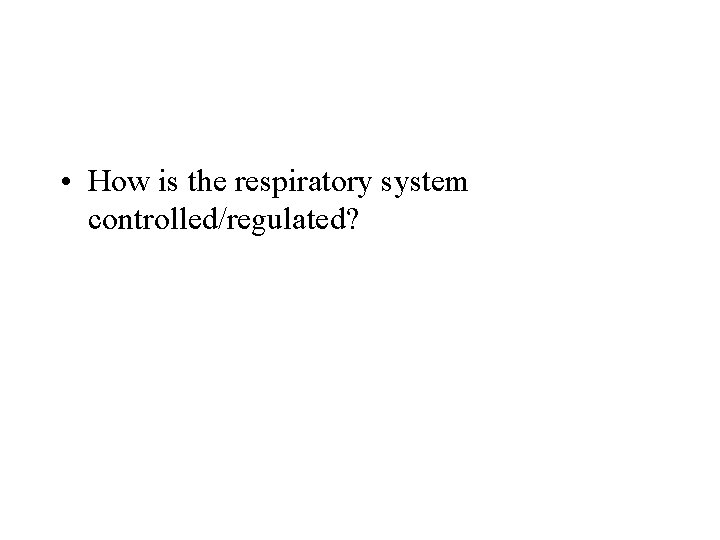  • How is the respiratory system controlled/regulated? 