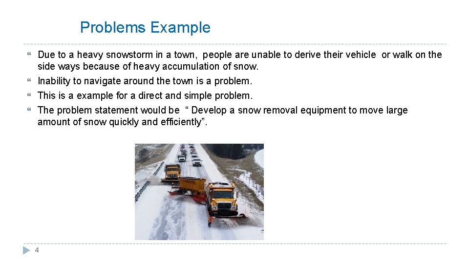 Problems Example Due to a heavy snowstorm in a town, people are unable to Problems Example Due to a heavy snowstorm in a town, people are unable to