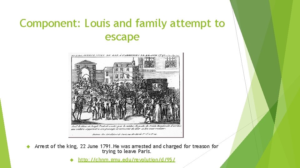 Component: Louis and family attempt to escape Arrest of the king, 22 June 1791.