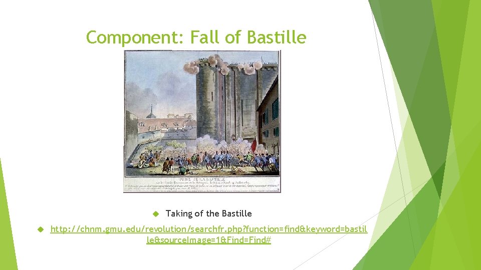 Component: Fall of Bastille Taking of the Bastille http: //chnm. gmu. edu/revolution/searchfr. php? function=find&keyword=bastil
