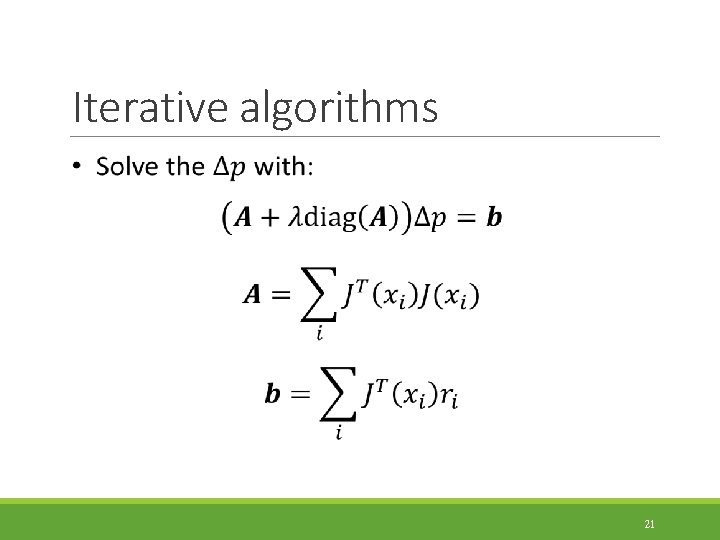 Iterative algorithms 21 