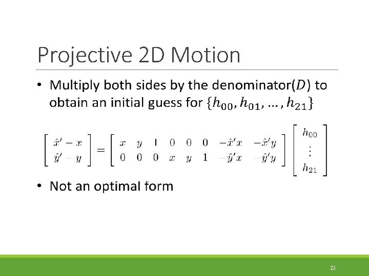 Projective 2 D Motion 25 