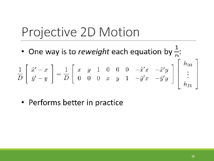Projective 2 D Motion 26 