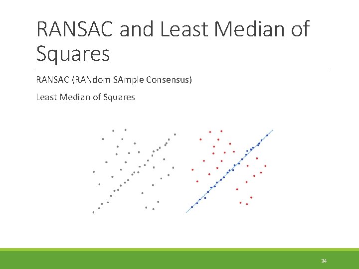 RANSAC and Least Median of Squares RANSAC (RANdom SAmple Consensus) Least Median of Squares