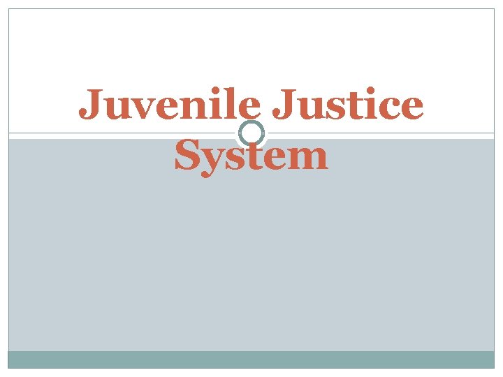 Juvenile Justice System 