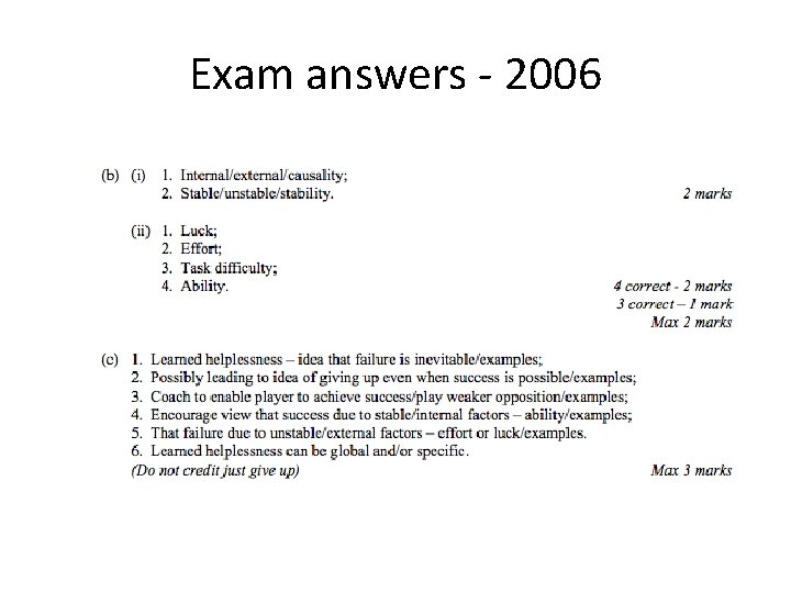 Exam answers - 2006 