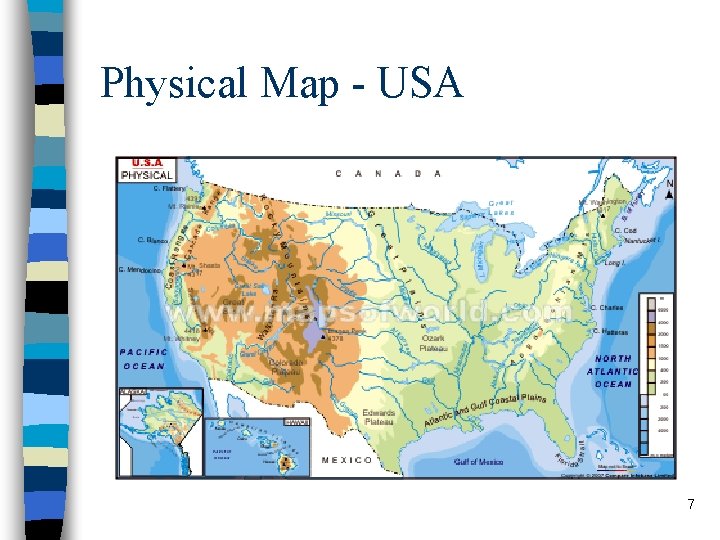 Physical Map - USA 7 