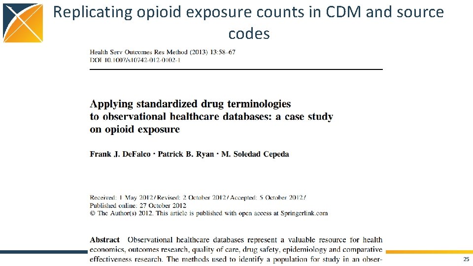 Replicating opioid exposure counts in CDM and source codes 25 