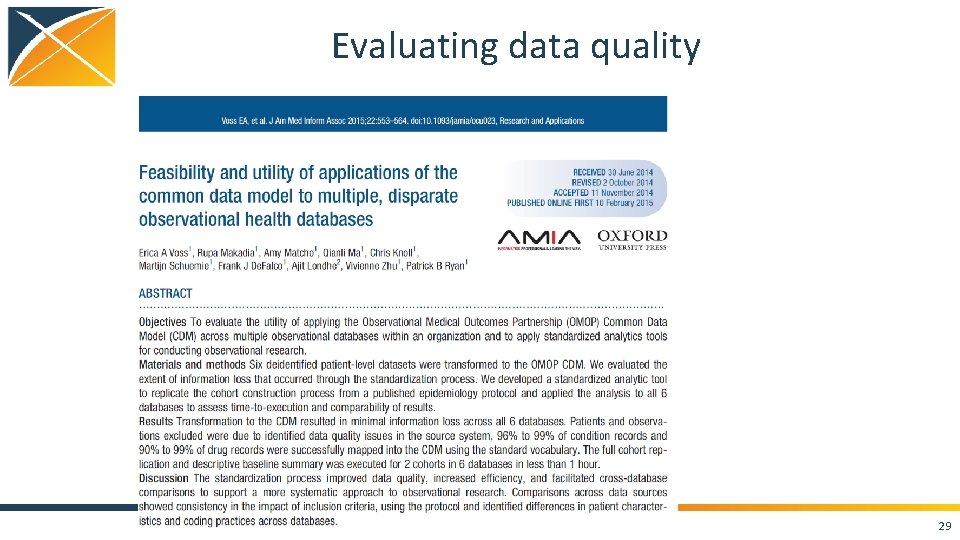 Evaluating data quality 29 