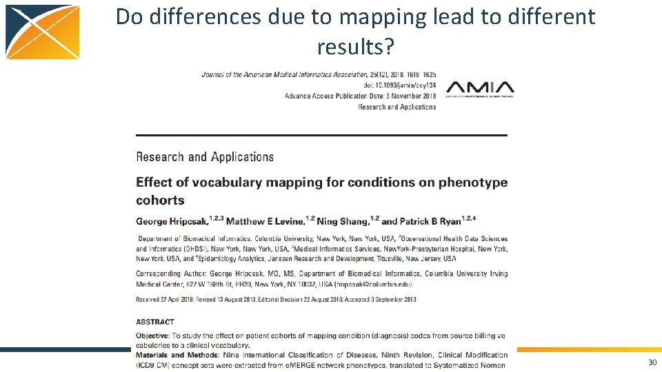 Do differences due to mapping lead to different results? 30 