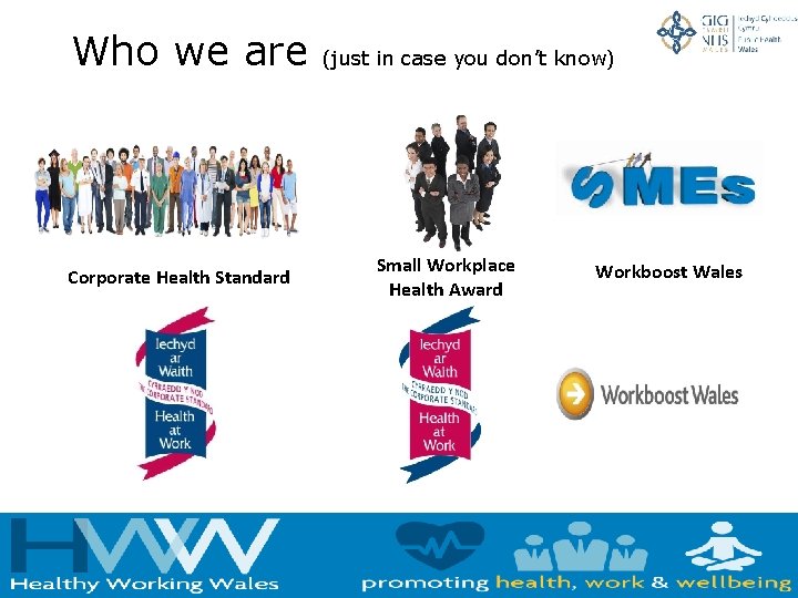 Who we are Corporate Health Standard (just in case you don’t know) Small Workplace