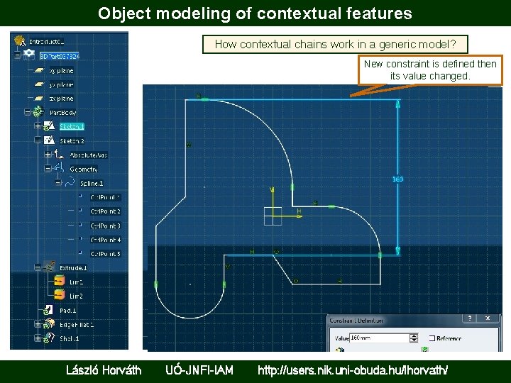 Object modeling of contextual features How contextual chains work in a generic model? New