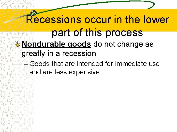 Recessions occur in the lower part of this process Nondurable goods do not change