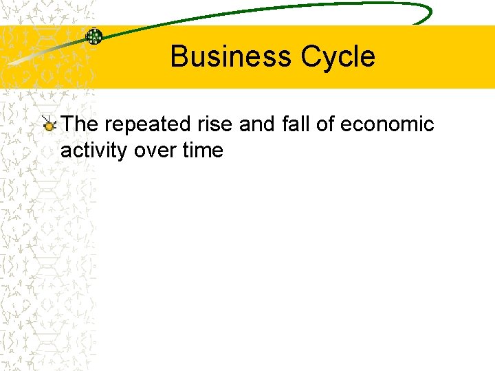 Business Cycle The repeated rise and fall of economic activity over time 