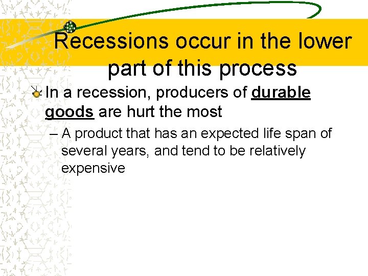 Recessions occur in the lower part of this process In a recession, producers of