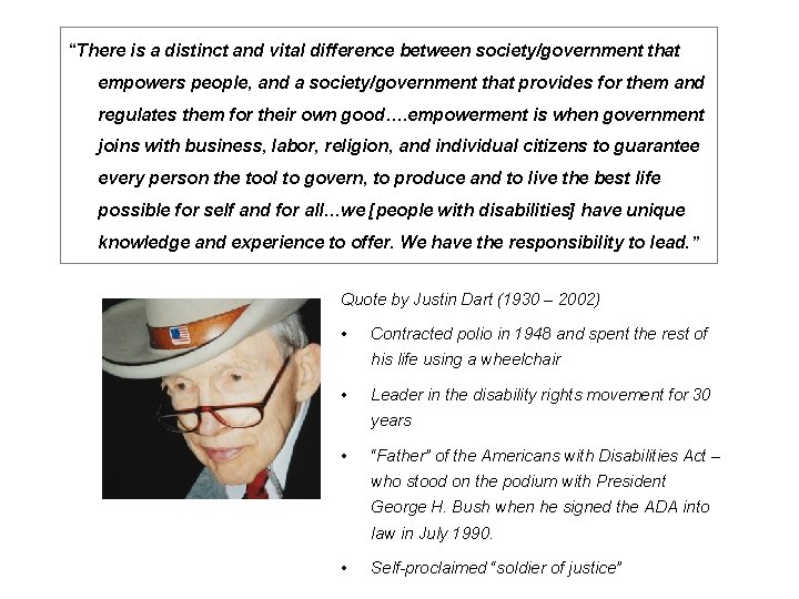 “There is a distinct and vital difference between society/government that empowers people, and a