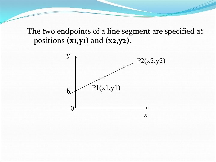 The two endpoints of a line segment are specified at positions (x 1, y