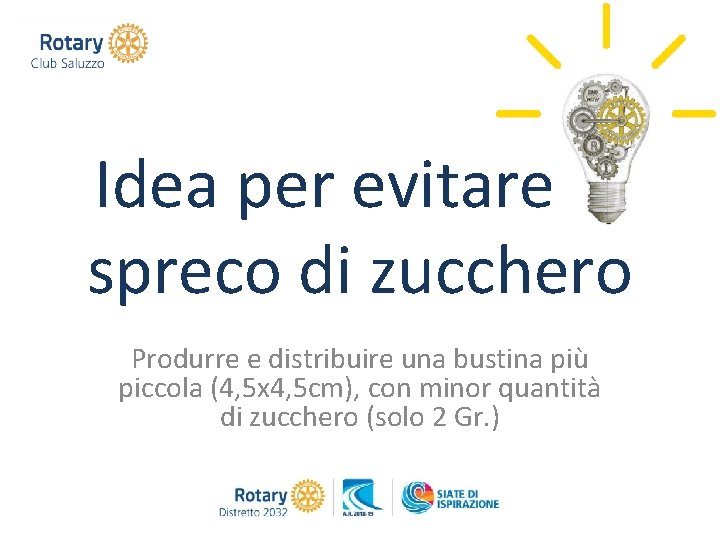 Idea per evitare lo spreco di zucchero Produrre e distribuire una bustina più piccola