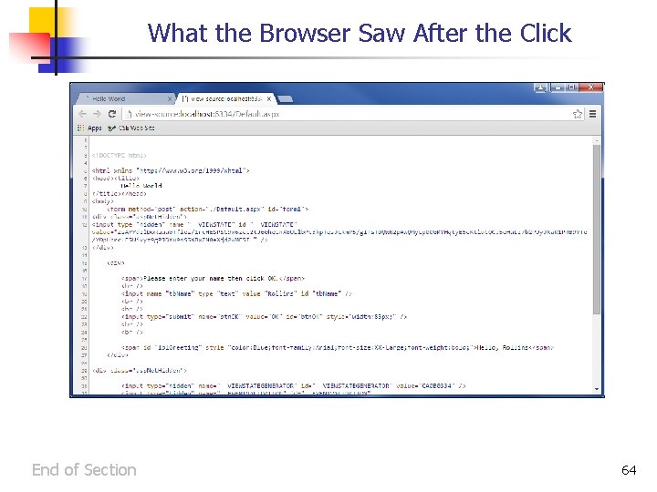 What the Browser Saw After the Click End of Section 64 