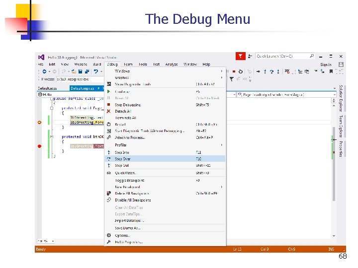 The Debug Menu 68 