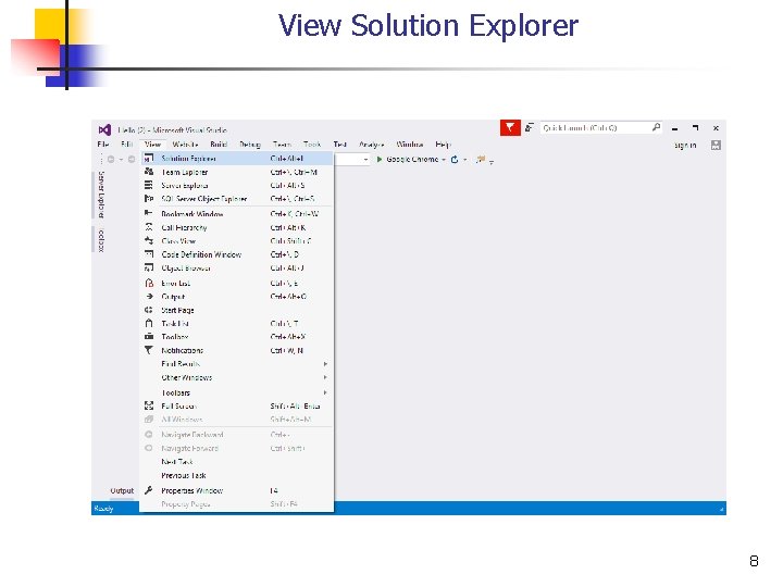 View Solution Explorer 8 