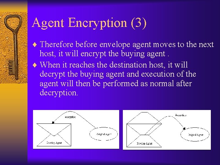 Agent Encryption (3) ¨ Therefore before envelope agent moves to the next host, it