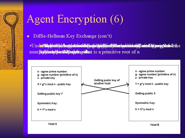 Agent Encryption (6) ¨ Diffie-Hellman Key Exchange (con’t) xknown • Under u u. Each