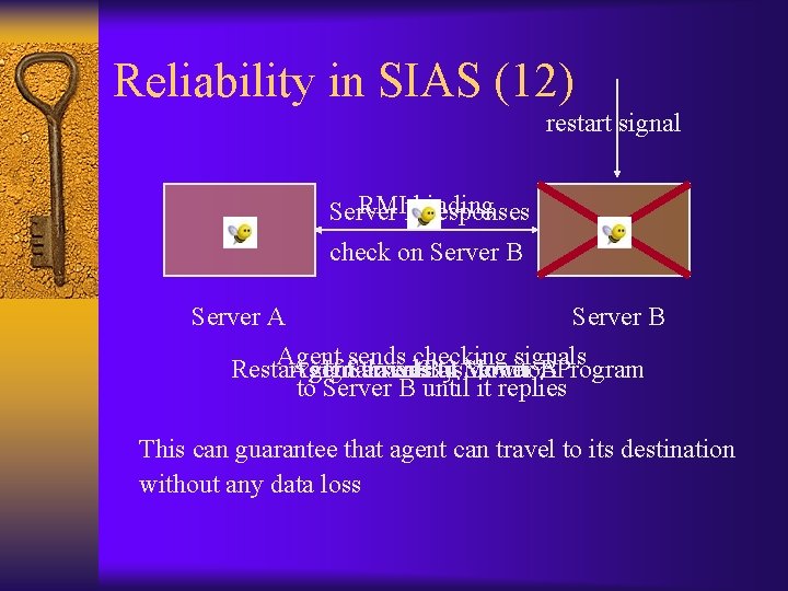 Reliability in SIAS (12) restart signal RMIBbinding Server responses check on Server B Server