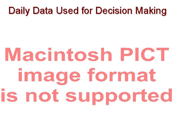 Daily Data Used for Decision Making 