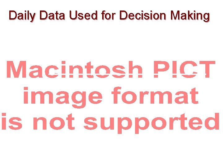 Daily Data Used for Decision Making 