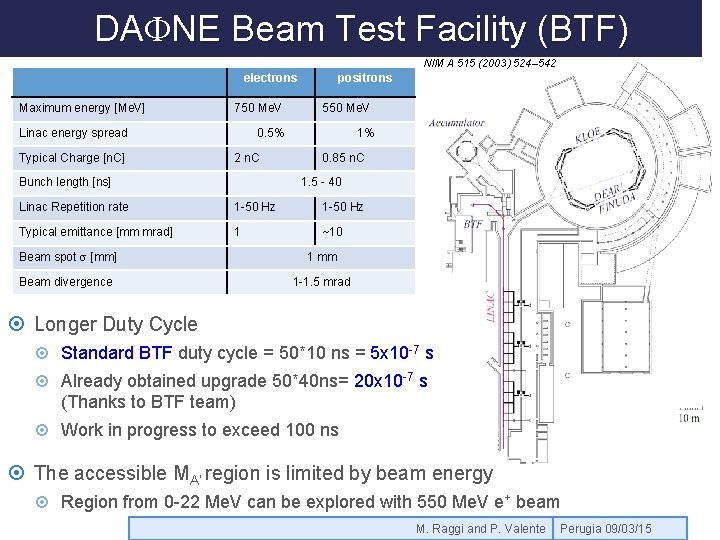 DAFNE Beam Test Facility (BTF) NIM A 515 (2003) 524– 542 electrons Maximum energy