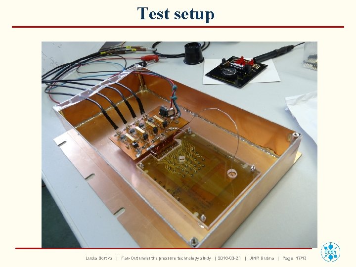 Test setup Lucia Bortko | Fan-Out under the pressure technology study | 2016 -03