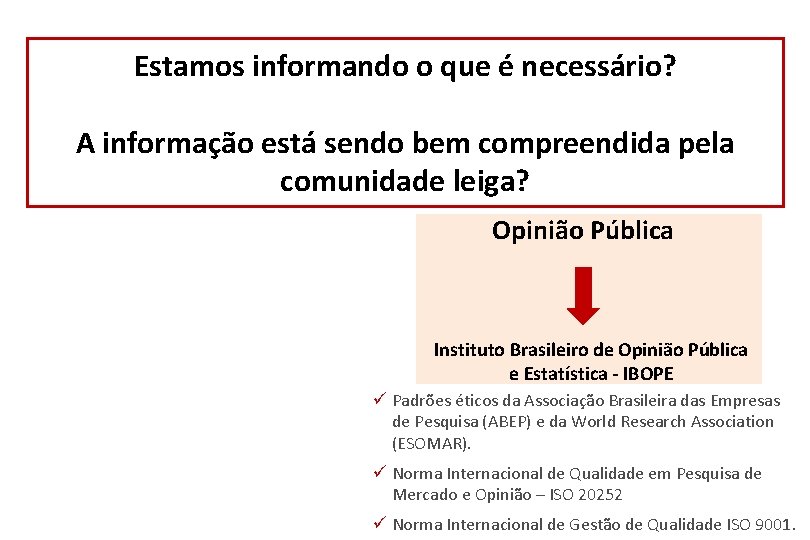 Estamos informando o que é necessário? A informação está sendo bem compreendida pela comunidade