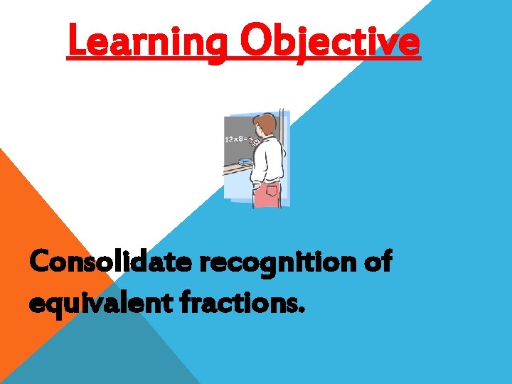 Learning Objective Consolidate recognition of equivalent fractions. 