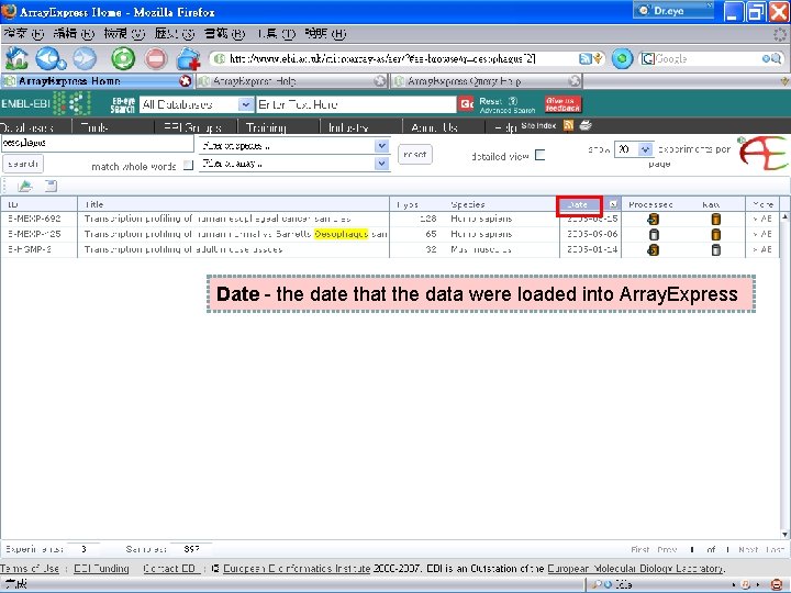 Date - the date that the data were loaded into Array. Express 
