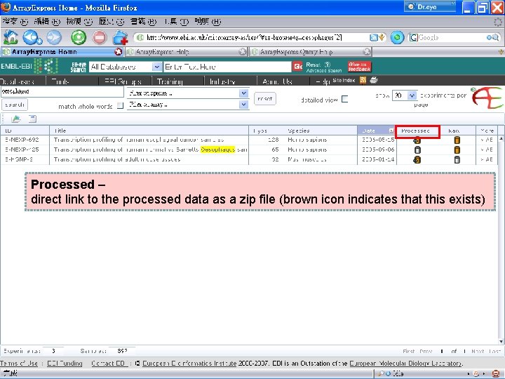 Processed – direct link to the processed data as a zip file (brown icon